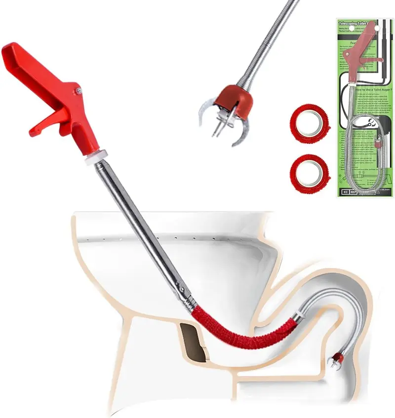 1.3m Furet Déboucheur Canalisation WC, Déb. à manivelle avec Griffe D'aigle-Anti-rayures-Débouchage canal. Serpent de plombier idéal pour éliminer les débris etles sabots cheveux des drains
