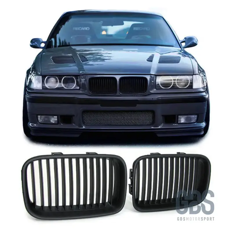 2 Grilles de calandre NOIR MATE BMW serie 3 E36 PH1 de 1991 a 1996