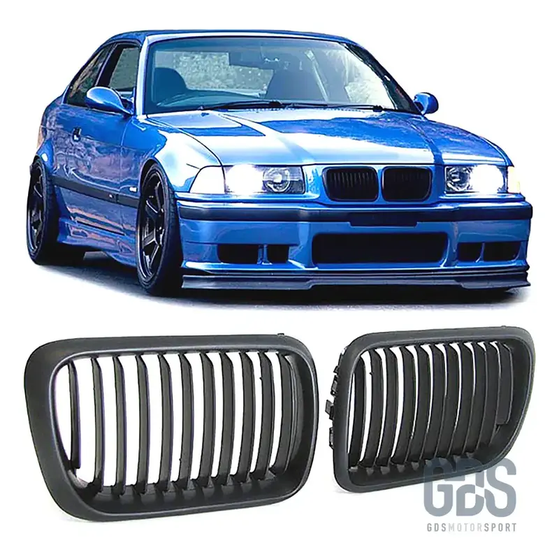 2 Grilles de calandre NOIR MATE BMW serie 3 E36 PH2 de 1996 a 1999