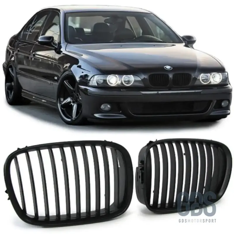 2 Grilles de calandre NOIR MATE Bords fins BMW serie 5 E39 de 1995 a 2003