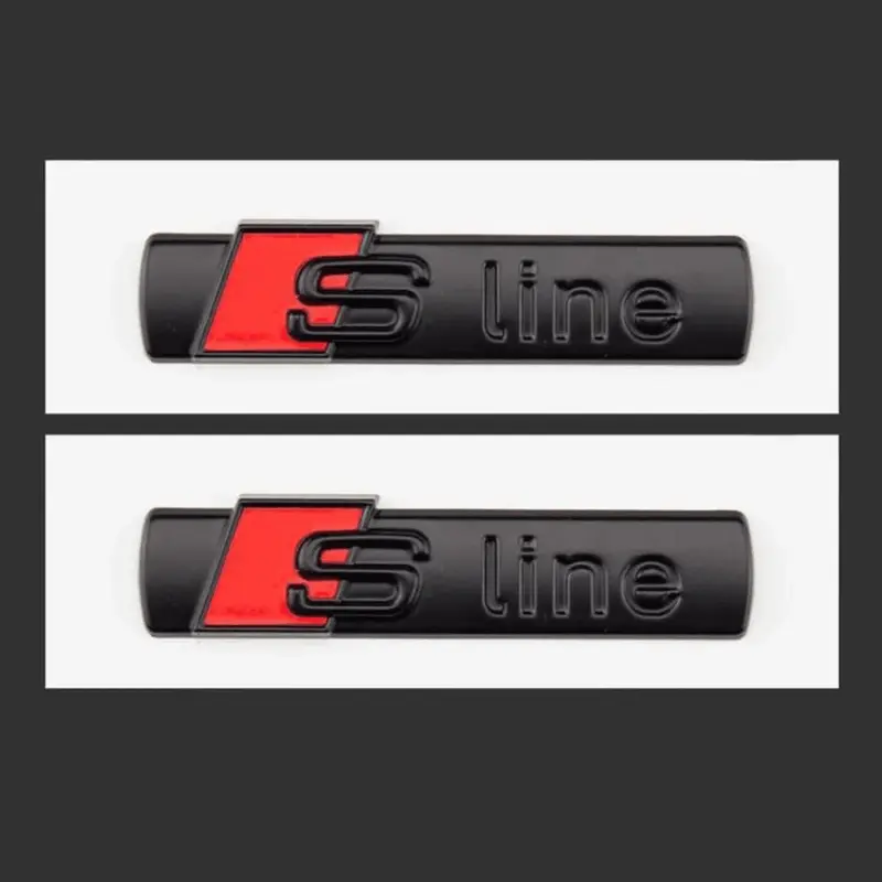 2 Logo Audi S-Line Emblème Badge Adhésif Sline Métal Noir Mat 7cm