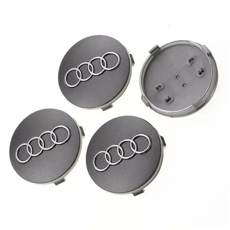 4x Cache Moyeu Audi 60mm Gris Logo Centre Roue jante Embleme