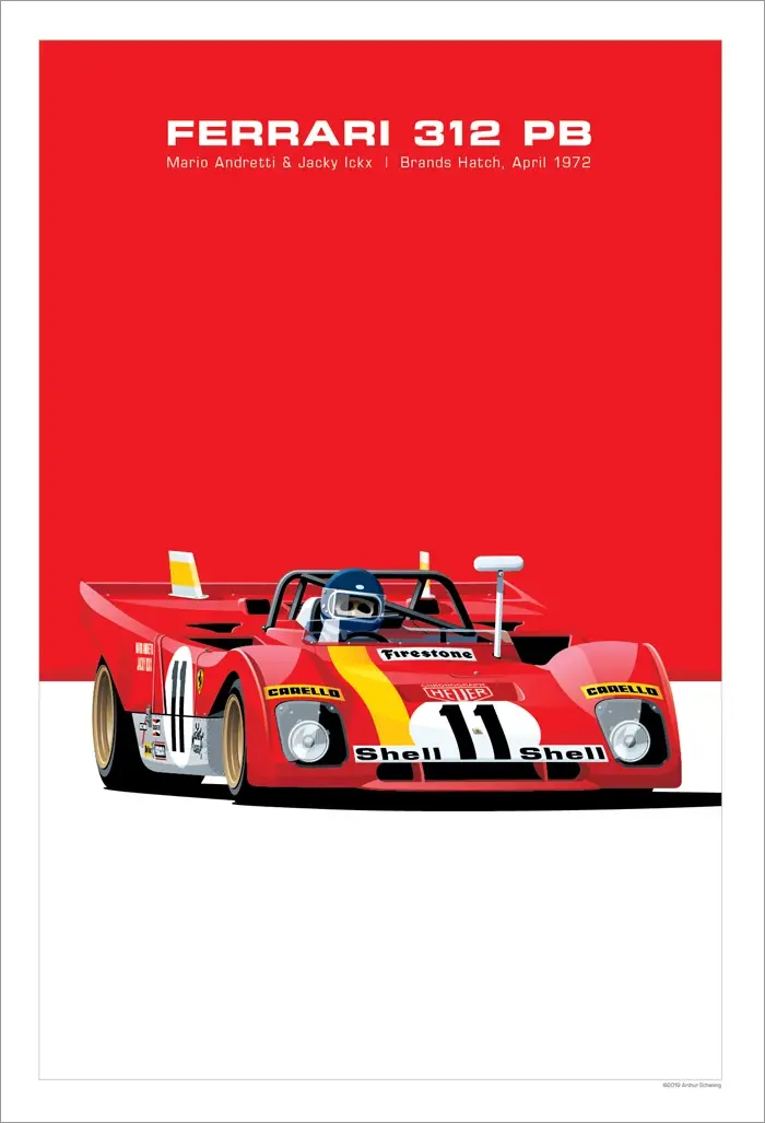 Affiche voiture Ferrari 312 PB Poster en toile Endurance 24h du Mans Classic