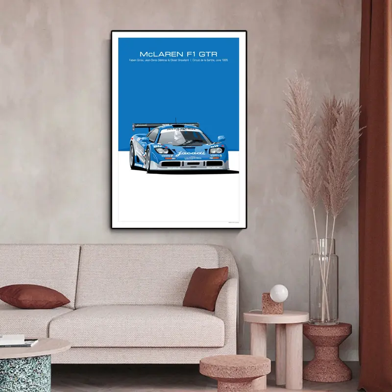 Affiche voiture McLaren F1 GTR Poster en toile Endurance 24h du Mans Classic
