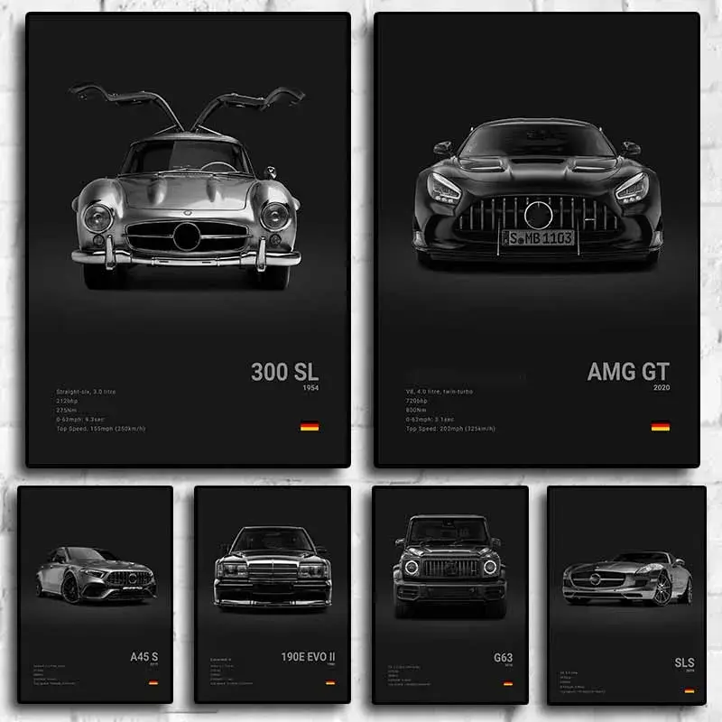 Affiches voitures murales à l'effigie de Mercedes AMG