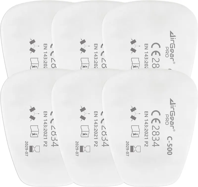 AirGearPro C-500 Lot de 6 Filtres à Poussière P2 pour Masque Respiratoire