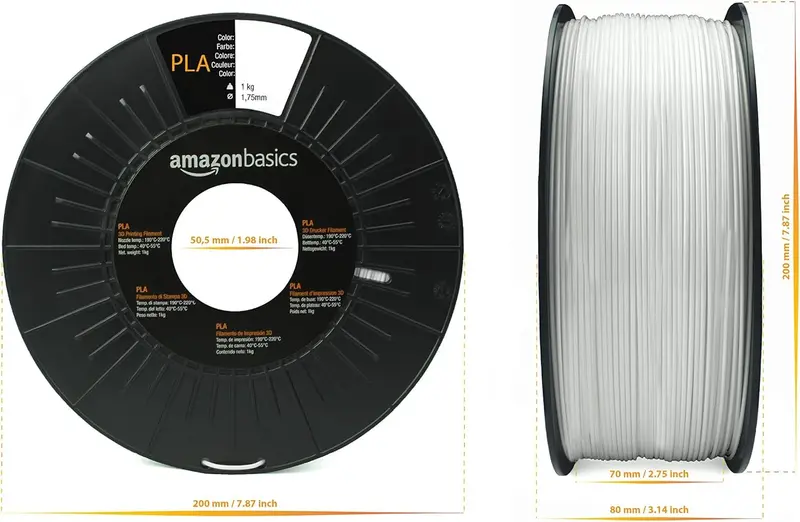 Amazon Basics Filament PLA pour imprimante 3D, 1,75 mm, transparent - Neuf
