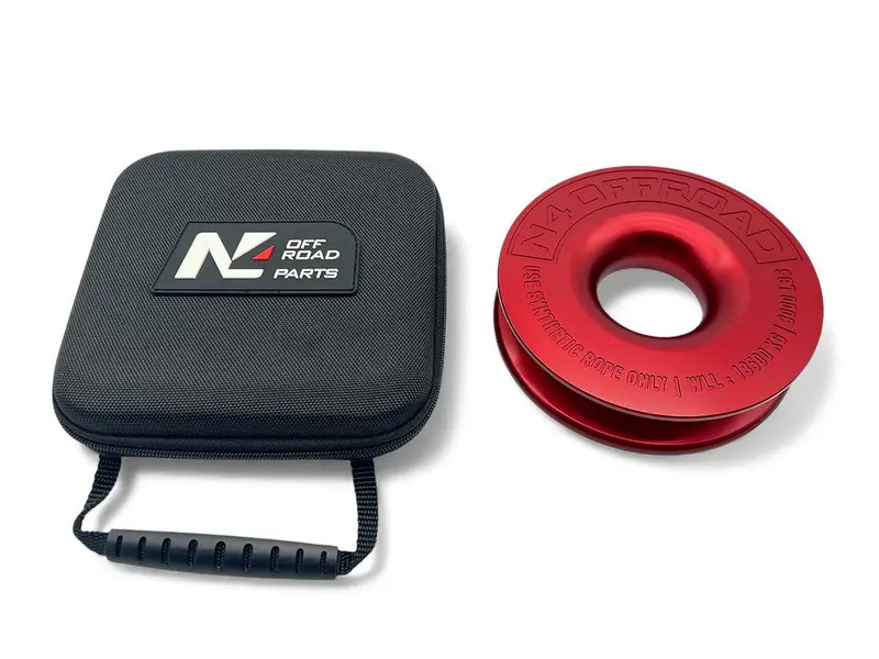Anneau de treuillage alu 13.5T Ø148mm rouge avec etui N4-Offroad