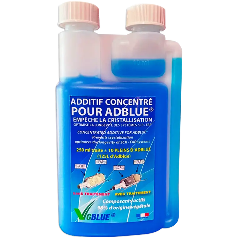 Anti-Cristallisant ADBLUE VGBLUE (250 ml) - Additif ADBLUE - Nettoyant FAP et SCR - Facile à utiliser - 250ml pour 10 pleins d'ADBLUE - Meilleure durée de vie de votre auto