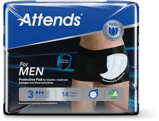 Attends For Men 3 Protections contre l'incontinence Polyester - Nouveau Outlet