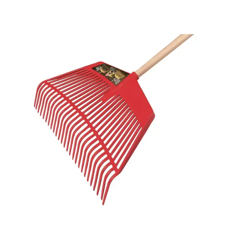BALAI A GAZON RAMASSEUR 2EN1 26 DENTS AVEC MANCHE BOIS 140CM GOUVY