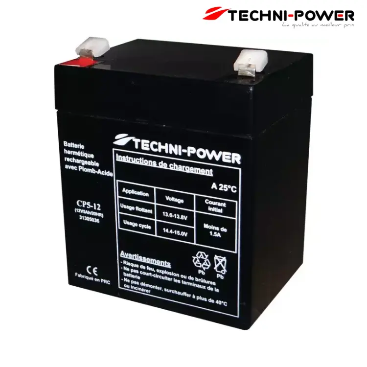BATTERIE GEL 5 AH TYPE CP5-12 + A GAUCHE