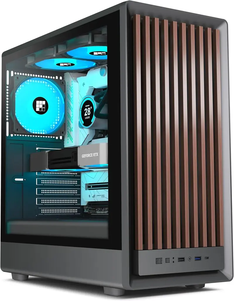 Boîtier PC FOIFKIN M1 en bois de noyer avec façade noire - Neuf Outlet