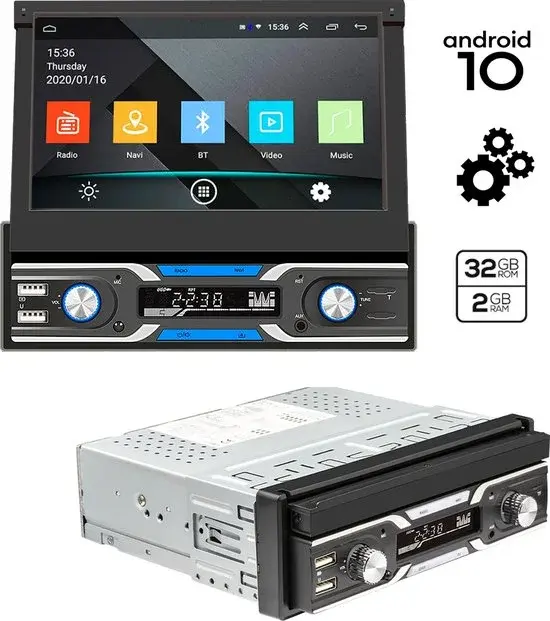 Boscer Autoradio Android 10 7" écran pliable 1 DIN - Neuf Outlet