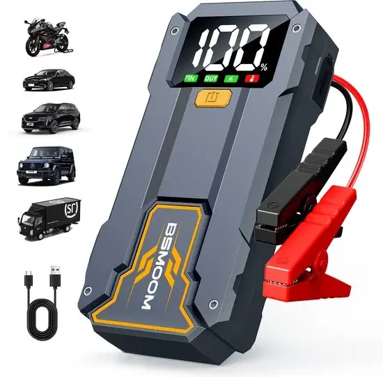 BSMOOM 12V Jumpstarter 3-in-1 5000A Powerbank Zwart - Nieuw
