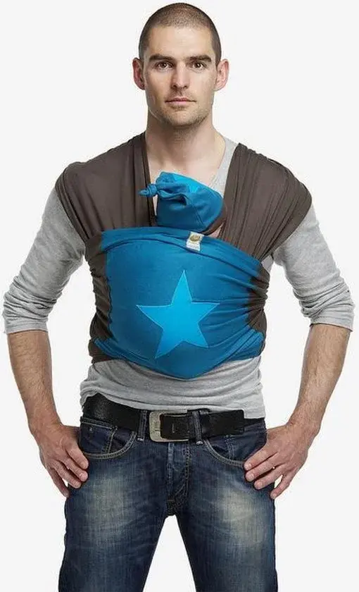 Bykay Draagdoek Katoen Bruin/Petrol/Ster Turquoise Small - Nieuw