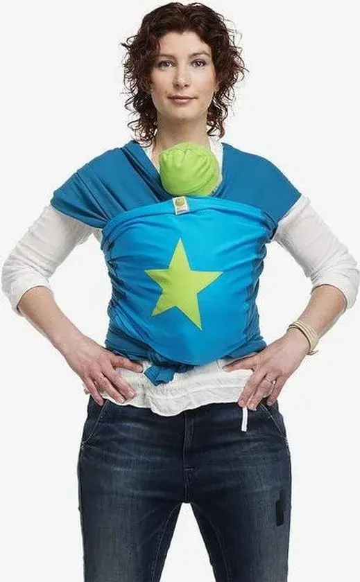 Bykay Draagdoek Katoen Petrol/Turquoise/Ster Appelgroen - Nieuw
