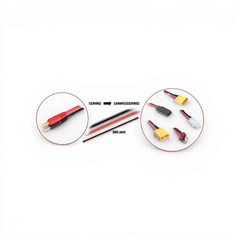 Câble Bananes vers XT90/XT60/T/JR/Tam - 30cm