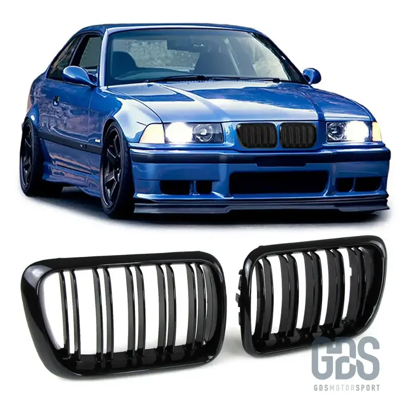 Calandres Double Lame Noir Brillant Style M4 pour BMW E36 Phase 2