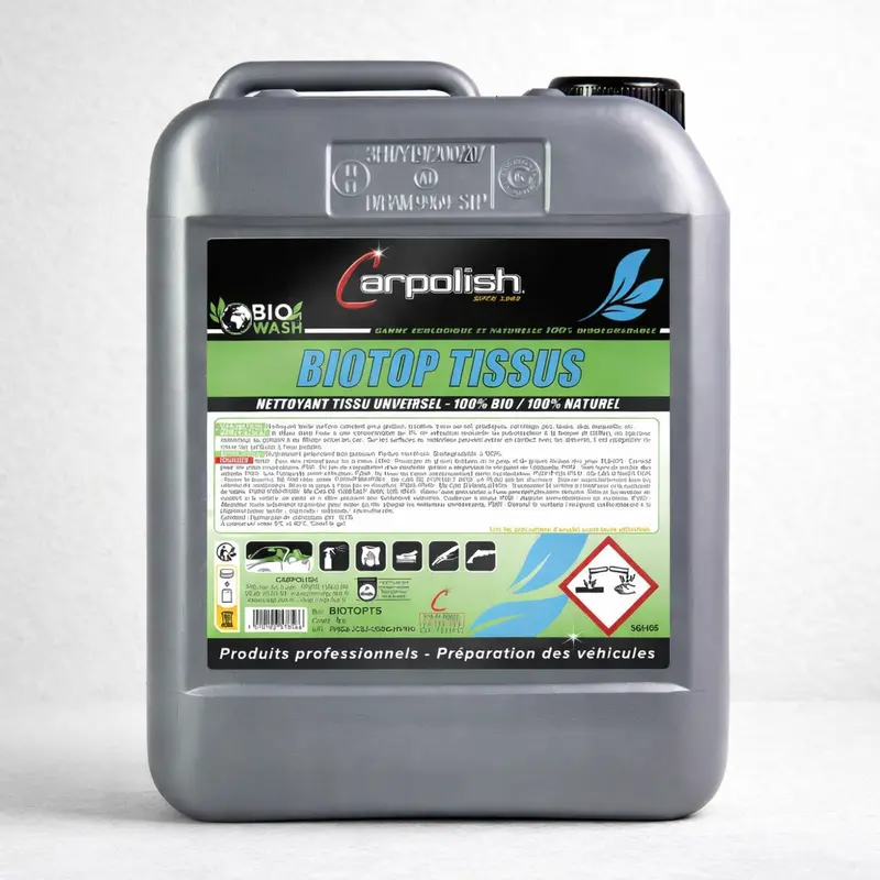 Carpolish Biotop Tissus – Dégraissant nettoyant tissus moquette plastique biodégradable pro