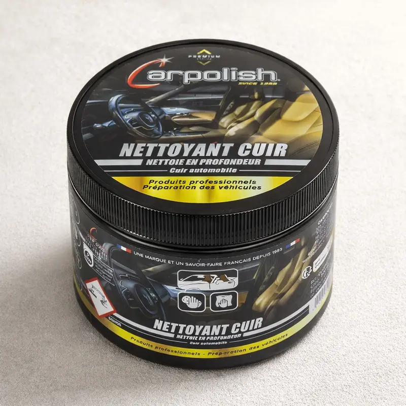 Carpolish Crème Cuir – Nettoyant cuir automobile sans solvant texture préservée pro