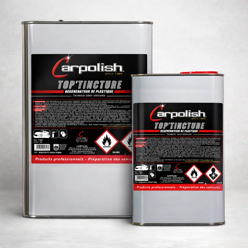 Carpolish Top’Tincture – Régénérateur plastique extérieur noir sans silicone durable pro