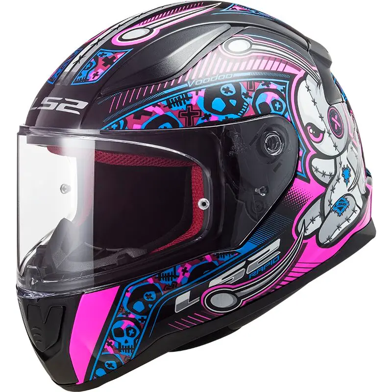 CASQUE ENFANT LS2 OF353 RAPID MINI  VOODOO BLACK FLUO PINK