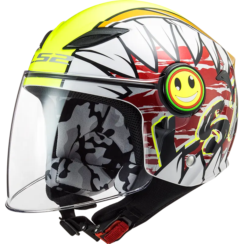 CASQUE ENFANT LS2 OF602 FUNNY CRUNCH BLANC JAUNE FLUO