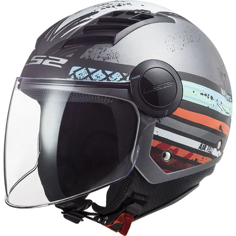 CASQUE JET LS2 OF562 AIRFLOW RONNIE MAT SILVER BLEU