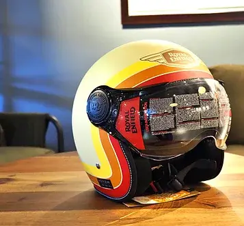 CASQUE JET  ROYAL ENFIELD BANDES BLANC