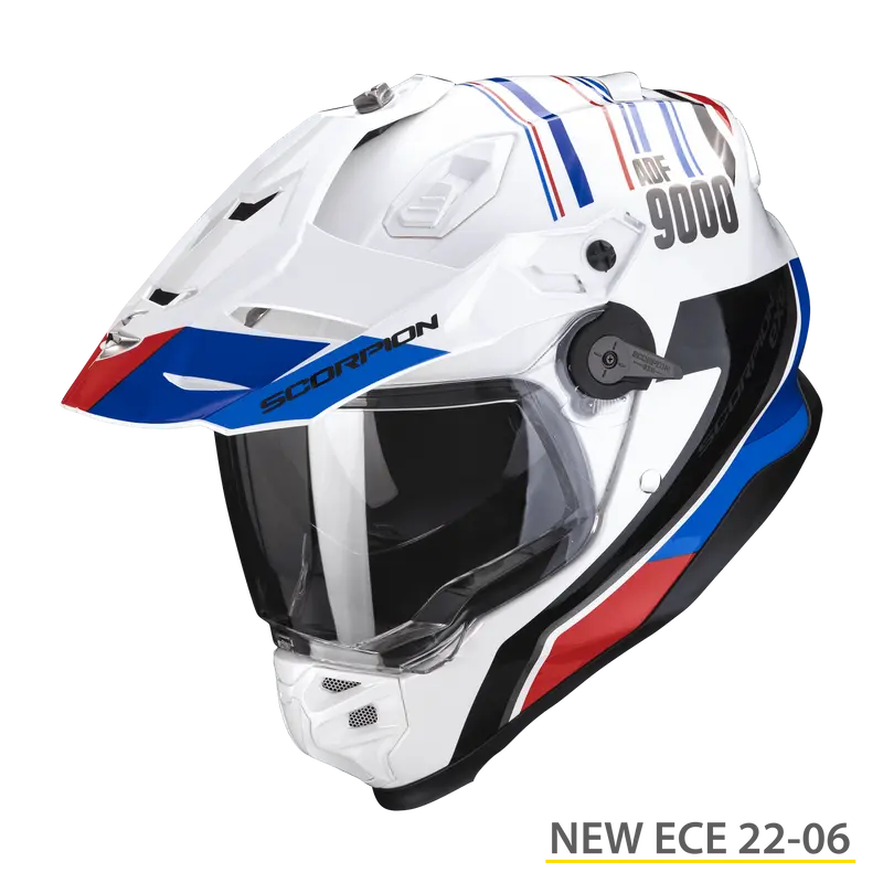 CASQUE SCORPION ADF-9000 AIR DESERT BLANC BLEU ROUGE