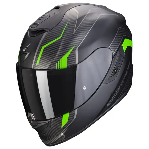 CASQUE SCORPION EXO-1400 AIR FORTUNA NOIR MAT VERT