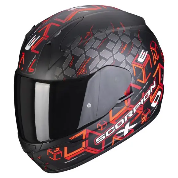 CASQUE SCORPION EXO 390 CUBE NOIR MAT ROUGE