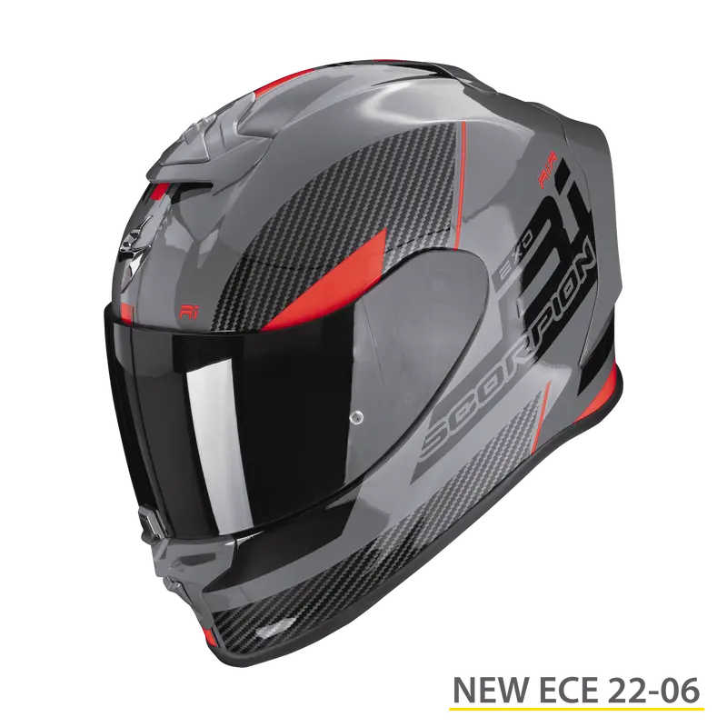 CASQUE SCORPION EXO R1 EVO AIR FINAL GRIS NOIR ROUGE