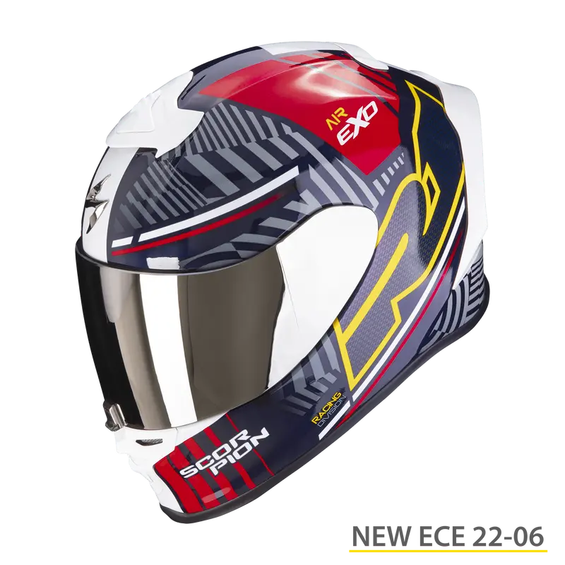 CASQUE SCORPION EXO R1 EVO VICTORY ROUGE BLEU JAUNE
