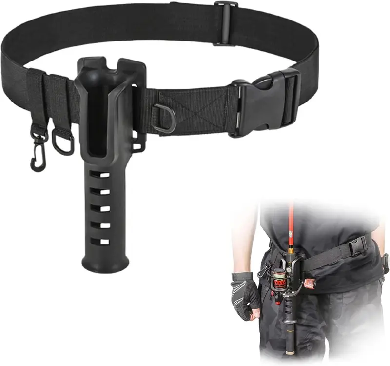 Ceinture de Pêche Réglable à L'appât en Plein Air avec Anneaux en D, Support de Canne à PêChe Portable