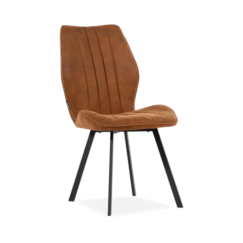 Chaise de salle à manger Donna Similicuir Cognac - Dossier haut Nouveau