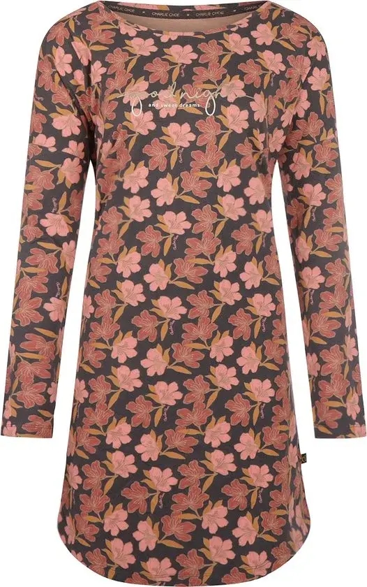 Charlie Choe Chemise de nuit Flower Nights Marron M - Nouvelle démarque