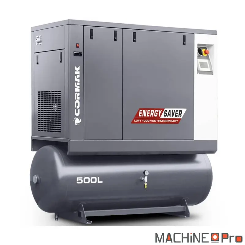 Compresseur à vis LUFT 1000 VSDPM COMPACT CORMAK + Sécheur d'air N10S intégré + cuve de 500 L - Gamme Energy Saver