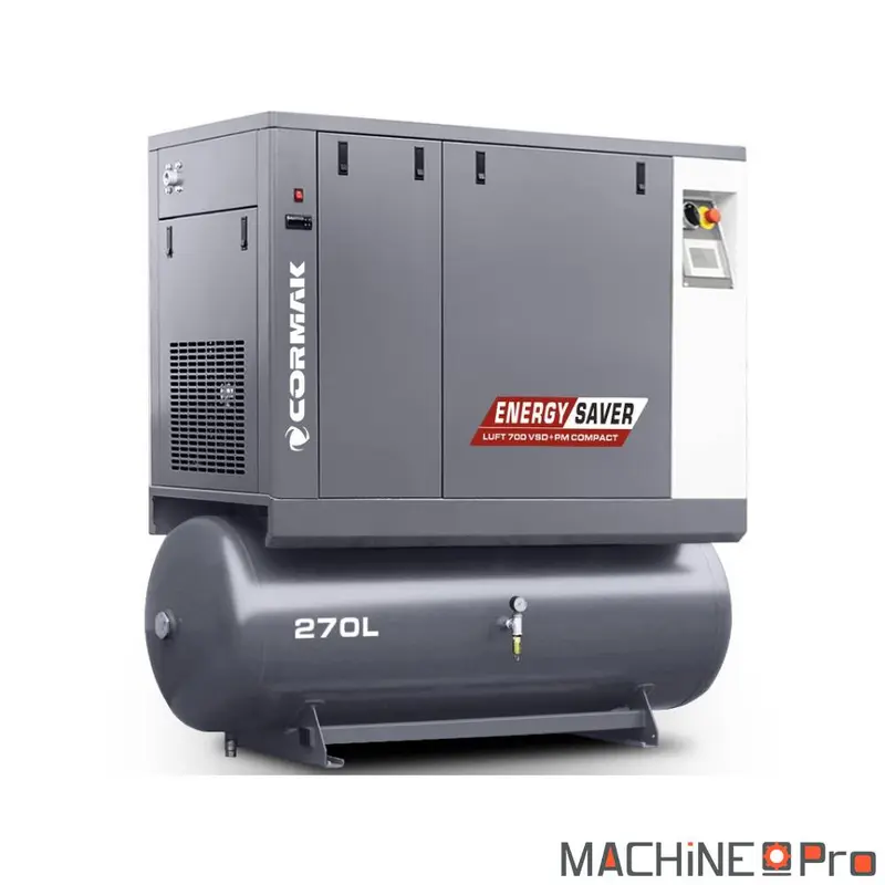 Compresseur à vis LUFT 700 VSDPM COMPACT CORMAK + Sécheur d'air N10S intégré + cuve de 270 L - Gamme Energy Saver