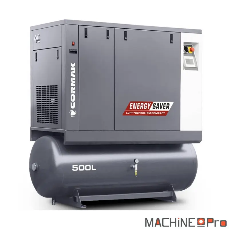 Compresseur à vis LUFT 700 VSDPM COMPACT CORMAK + Sécheur d'air N10S intégré + cuve de 500 L - Gamme Energy Saver