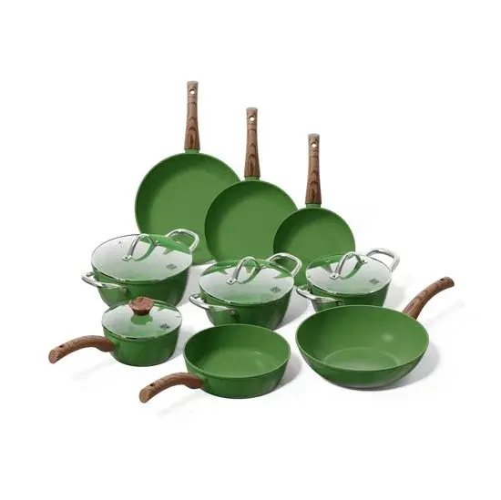 Cook and Pan Ensemble de casseroles 9 pièces Vert - Nouveau Outlet