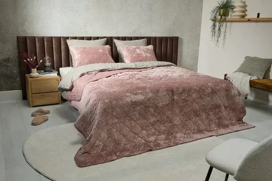 Couvre-lit SleepMed Luxe Velours 240x220cm Rose - Neuf Outlet