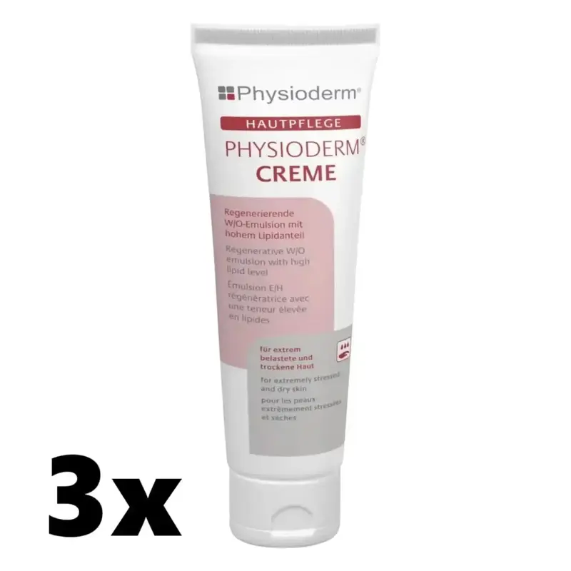 Crème de soin Physioderm® pour mains et visage 3 tubes de 100 ml
