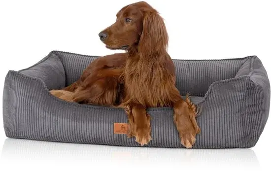 Cuddlewuff Nunavut ML en velours côtelé gris 85 x 63 cm | Coussin orthopédique pour chien | Neuf