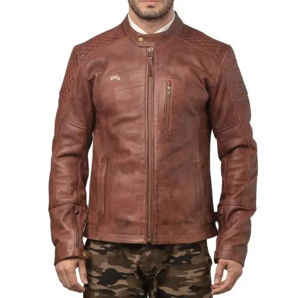 CUIR ROYAL ENFIELD SPIRIT MARRON