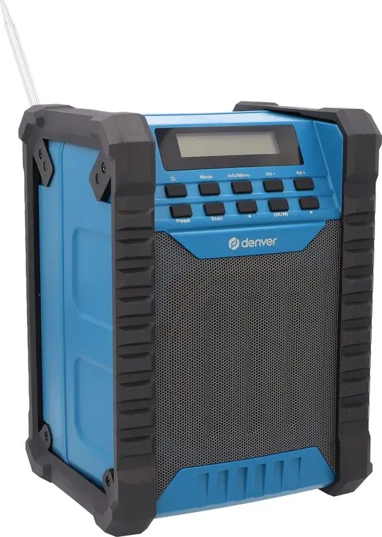 Denver Bouwradio DAB+ Bluetooth Accu Zwart Blauw - Nieuw Outlet