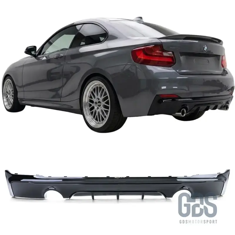 Diffuseur Arrière Look M Performance Noir Brillant Sortie Gauche Droite pour BMW Série 2 F22 F23 M235i M240i