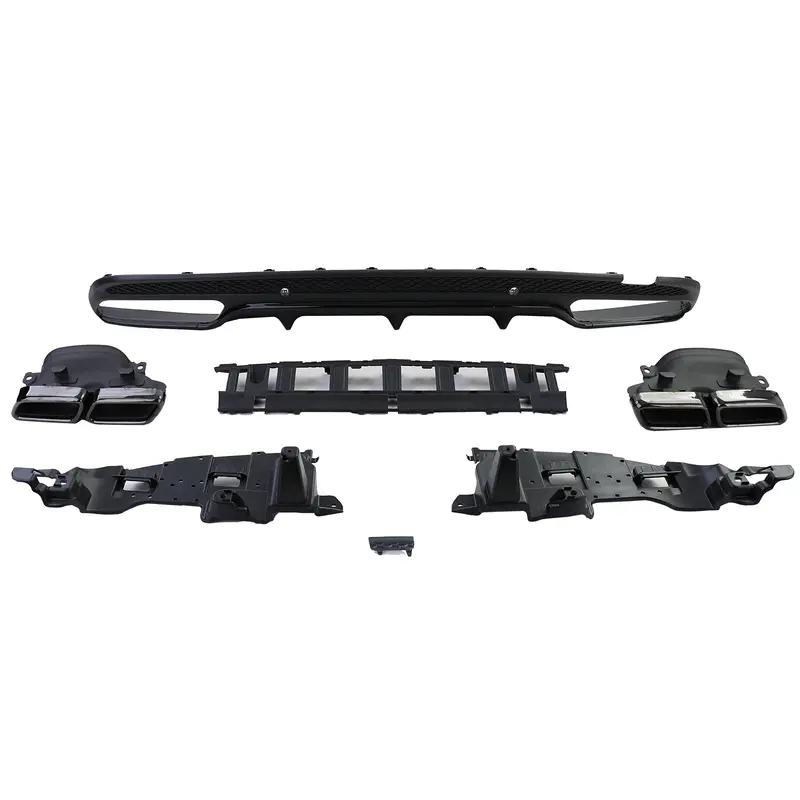 Diffuseur et sorties d'échappement pare-choc arrière look 63 AMG pour Mercedes Classe C Berline W205 (2014 à 2021)