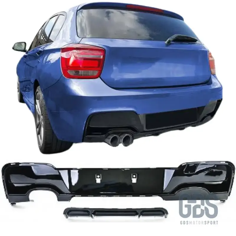 Diffuseur M Performance Noir Brillant Double Sortie Gauche BMW Série 1 F20 F21 Phase 1
